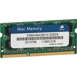 Corsair 4 GB DDR3-1333 laptopgeheugen CMSA4GX3M1A1333C9, Mac, Lite retail