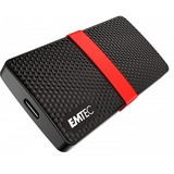 Emtec X200 Portable SSD Power Plus 256 GB externe SSD Zwart/rood, USB-C 3.2 (5 Gbit/s)
