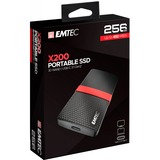 Emtec X200 Portable SSD Power Plus 256 GB externe SSD Zwart/rood, USB-C 3.2 (5 Gbit/s)