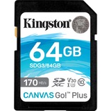Kingston Canvas Go! Plus SDXC 64 GB geheugenkaart Zwart, UHS-I U3, Class 10, V30