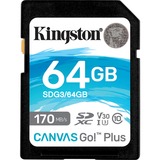 Kingston Canvas Go! Plus SDXC 64 GB geheugenkaart Zwart, UHS-I U3, Class 10, A2