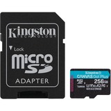 Kingston Canvas Go! Plus microSDXC 256 GB geheugenkaart Zwart, Incl. adapter, Class 10, UHS-I U3, V30, A2