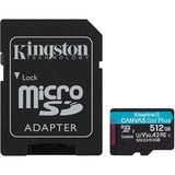 Kingston Canvas Go! Plus microSDXC 512 GB geheugenkaart Zwart, Incl. adapter, Class 10, UHS-I U3, V30, A2