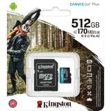 Kingston Canvas Go! Plus microSDXC 512 GB geheugenkaart Zwart, Incl. adapter, Class 10, UHS-I U3, V30, A2