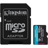 Kingston Canvas Go! Plus microSDXC 512 GB geheugenkaart Zwart, Incl. adapter, Class 10, UHS-I U3, V30, A2