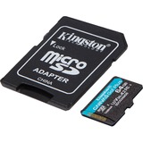 Kingston Canvas Go! Plus microSD 64 GB geheugenkaart Zwart, Incl. adapter, Class 10, UHS-I U3, V30, A2