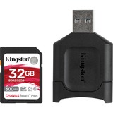 Kingston Canvas React Plus SDHC 32 GB geheugenkaart Zwart, Incl. adapter, UHS-II U3, Class 10, V90