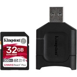Kingston Canvas React Plus SDHC 32 GB geheugenkaart Zwart, Incl. adapter, UHS-II U3, Class 10, V90