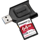 Kingston Canvas React Plus SDXC 64 GB geheugenkaart Zwart, Incl. adapter, UHS-II U3, Class 10, V90