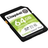 Kingston Canvas Select Plus SDXC 64 GB geheugenkaart Zwart, SDS2/64GB, Class 10 UHS-I U3