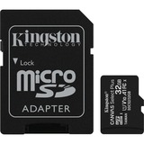 Kingston Canvas Select Plus microSD Card 32 GB geheugenkaart Zwart, SDCS2/32GB, Class 10 UHS-I A1, Incl. Adapter