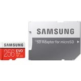 Samsung EVO Plus microSD 256 GB geheugenkaart Rood/wit, MB-MC256GA/EU, Class 10, incl. adapter