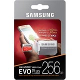 Samsung EVO Plus microSD 256 GB geheugenkaart Rood/wit, MB-MC256GA/EU, Class 10, incl. adapter