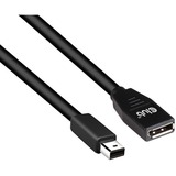 Club 3D Mini DisplayPort > DisplayPort 1.4 (female) verlengkabel Zwart, 0,1 meter