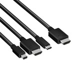 Club 3D USB-C + HDMI + Mini-DisplayPort naar HDMI adapter 2 meter, 4K 60 Hz