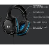 Logitech G432 7.1 Surround Sound Wired over-ear gaming headset Zwart/blauw, Pc, PlayStation 4, PlayStation 5, Xbox One, Xbox Series X|S, Nintendo Switch