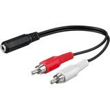 goobay 3.5 mm jack 3-polig (female) naar 2x Tulp - audio (male) adapter Zwart, 0,2 meter