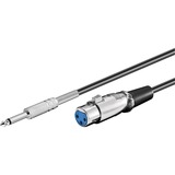 goobay XLR 3pin Female- 6,35 mm jack Male kabel Zwart/blauw, 6 m
