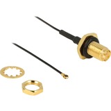 DeLOCK Antenne kabel RP-SMA Jack Bulkhead - MHF4 coax kabel Zwart