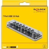 DeLOCK Delock Ext. USB 3.0 Hub 7Ports Transp. usb-hub Transparant