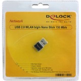 DeLOCK Delock USB 2.0 WLAN Nano Stick 150 Mb/s wlan adapter Zwart