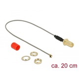 DeLOCK PR-SMA naar MHF/U.FL-LP-068 male, 20 cm antennekabel Grijs/goud