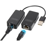 Digitus USB-Extender usb-hub Zwart, USB 2.0, tot 50 meter