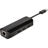 Kensington Hub USB3.0 en Ethernet-adapter usb-hub Zwart, 3 USB-Poorten