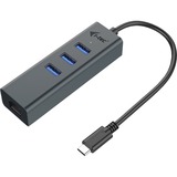 i-tec 3-Port USB-C Metal + Gigabit LAN usb-hub Antraciet