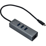 i-tec 3-Port USB-C Metal + Gigabit LAN usb-hub Antraciet