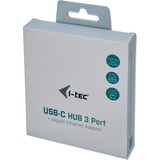 i-tec 3-Port USB-C Metal + Gigabit LAN usb-hub Antraciet