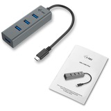 i-tec 4-Port USB-C Metal usb-hub Zwart