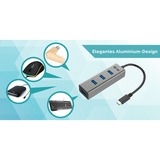 i-tec 4-Port USB-C Metal usb-hub Zwart
