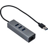 i-tec USB 3.0 Metal HUB 3 Port + Gigabit Ethernet Adapter usb-hub Antraciet
