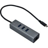 i-tec USB-C Metal HUB 3 Port Giga usb-hub Antraciet