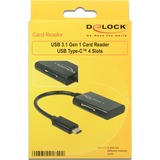 DeLOCK USB 3.1 Gen 1 Card Reader USB Type-C male 4 Slots kaartlezer Zwart