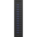 ICY BOX IB-AC6113 usb-hub Zwart, 13x USB 3.0, 1x USB oplaadpoort