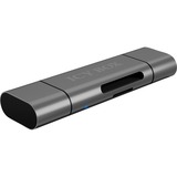 ICY BOX IB-CR200-C Externe cardreader met multi-USB connector kaartlezer Antraciet