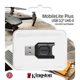 Kingston MobileLite Plus microSD reader kaartlezer Zwart