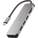Sitecom USB-C naar HDMI adapter met Hub en Card Reader usb-hub Zilver
