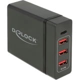 DeLOCK USB Type-C PD + 3 x USB Type-A 60 W oplader Zwart