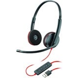 Plantronics Blackwire 3220 duo USB-A on-ear headset Zwart