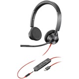 Plantronics PLAN Blackwire 3325 USB-C bin headset Zwart