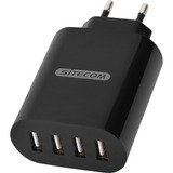 Sitecom 28W USB Wall Charger Zwart, CH-011