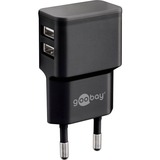 goobay Dual USB-A oplader Zwart, 2x USB-A