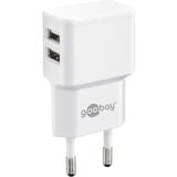 goobay Dual USB-A oplader Wit, 2x USB-A