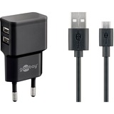 goobay Micro-USB Dual Charging Set 2,4 A Zwart