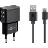goobay USB-C Dual Charging Set 2,4 A Zwart