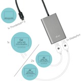 i-tec Thunderbolt 3 > Dual DisplayPort adapter Zwart, 0,27 meter