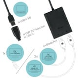 i-tec USB 3.0/USB-C > 2x 4K DisplayPort adapter Zwart, 0,27 meter